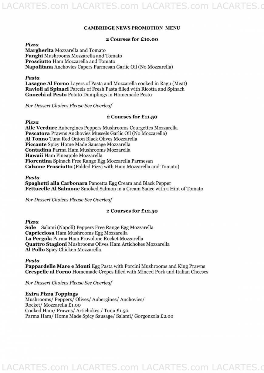  Pricelists of La Pergola Restaurant At The Wheatsheaf Cambridge Road - Photo 8 of 22