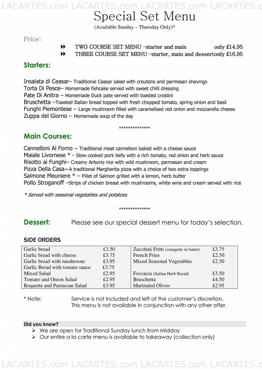  Pricelists of La Piazza Italian Restaurant and Pizzeria 42-44 Rayne Road  - Photo 6 of 13