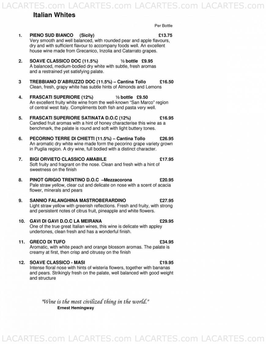  Pricelists of La Piazza Italian Restaurant and Pizzeria 42-44 Rayne Road  - Photo 7 of 13
