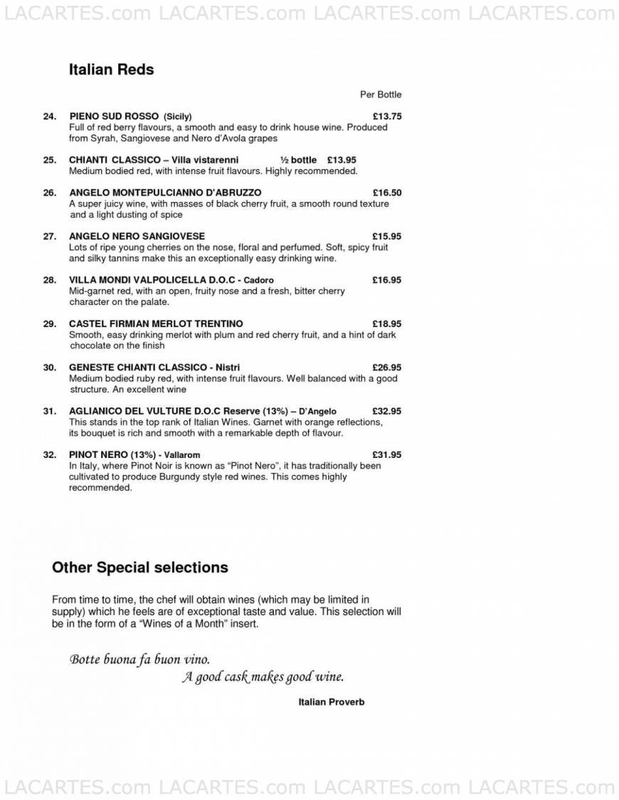  Pricelists of La Piazza Italian Restaurant and Pizzeria 42-44 Rayne Road  - Photo 9 of 13