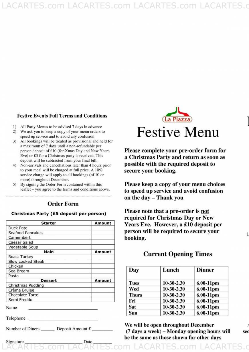  Pricelists of La Piazza Italian Restaurant and Pizzeria 42-44 Rayne Road  - Photo 12 of 13