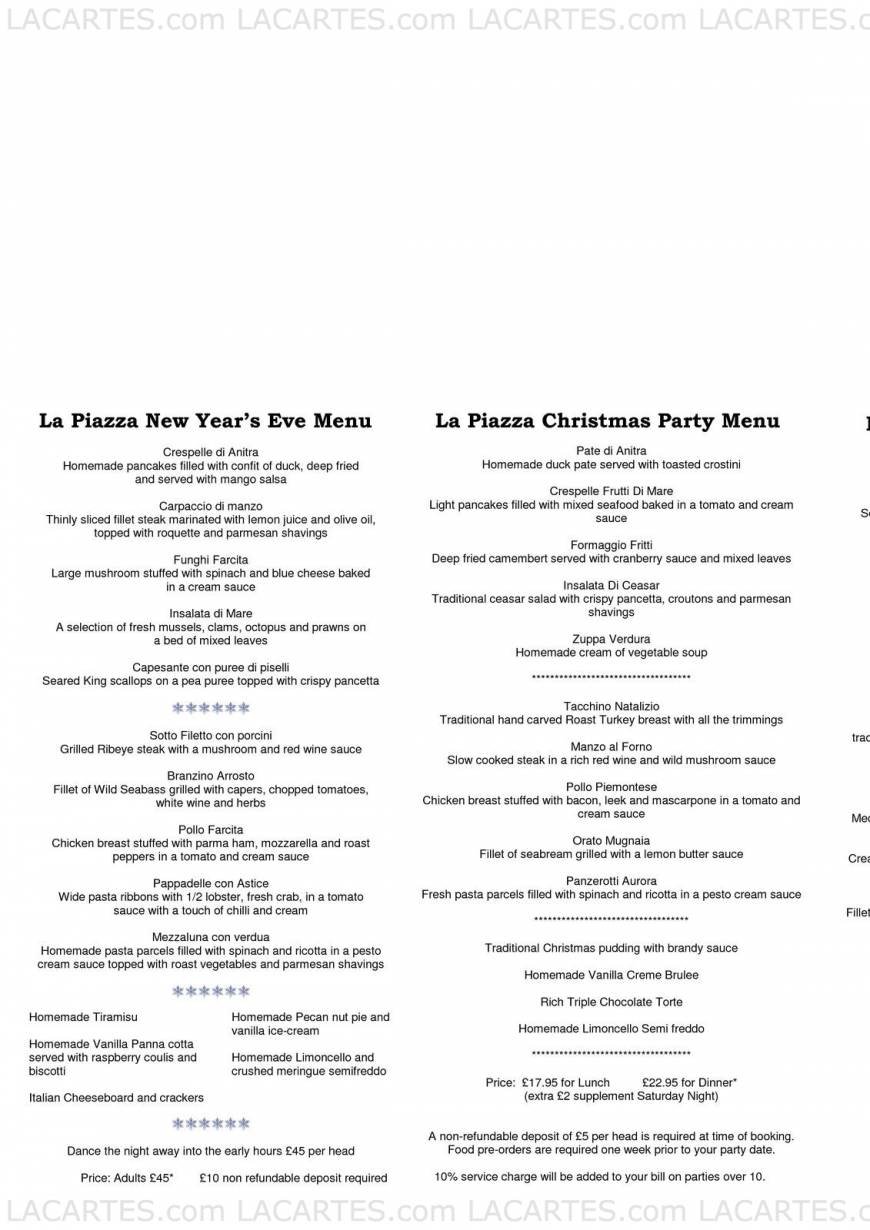  Pricelists of La Piazza Italian Restaurant and Pizzeria 42-44 Rayne Road  - Photo 13 of 13
