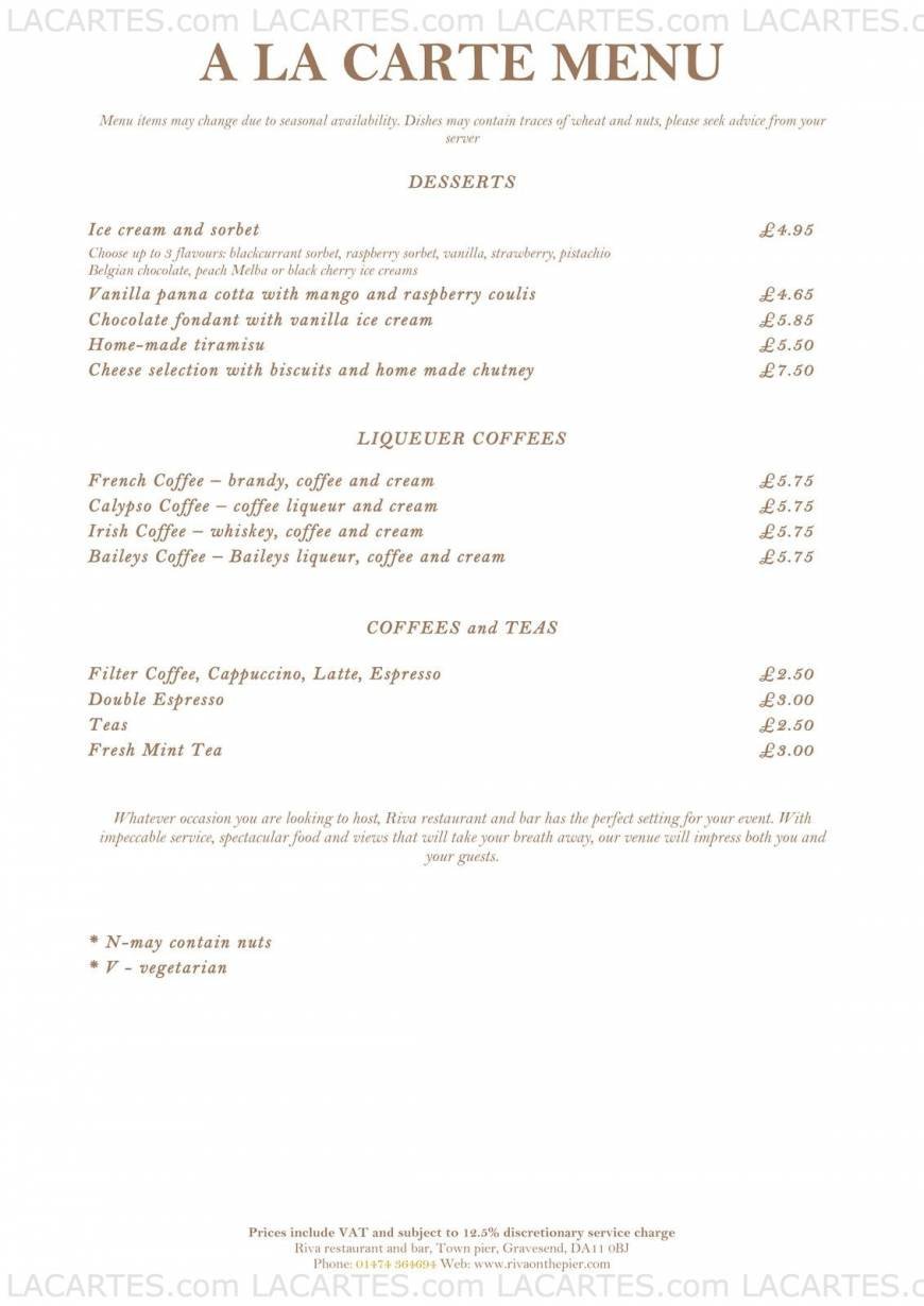  Pricelists of Riva Waterside Restaurant & Bar Town Pier, West Street - Photo 2 of 15