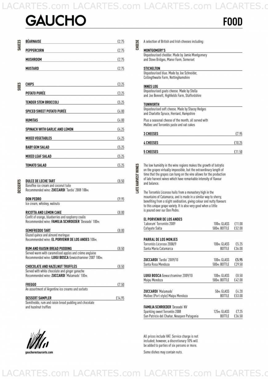  Pricelists of Gaucho at The O2 Peninsula Square - Photo 2 of 16