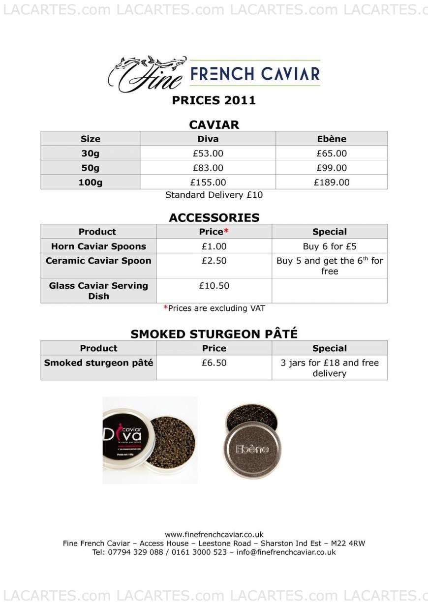  Pricelists of Fine French Caviar Access House, Leestone Road, Sharston Ind Est - Photo 1 of 1