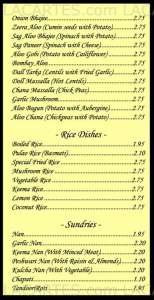 Menus & Prices, The Old School House Indian Restaurant, Ashford