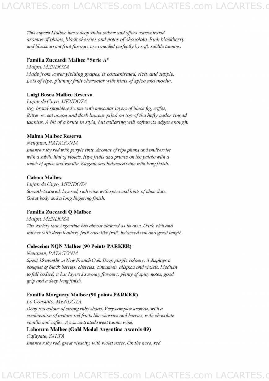  Pricelists of Buenos Aires Restaurant 63 High Street   - Photo 3 of 8