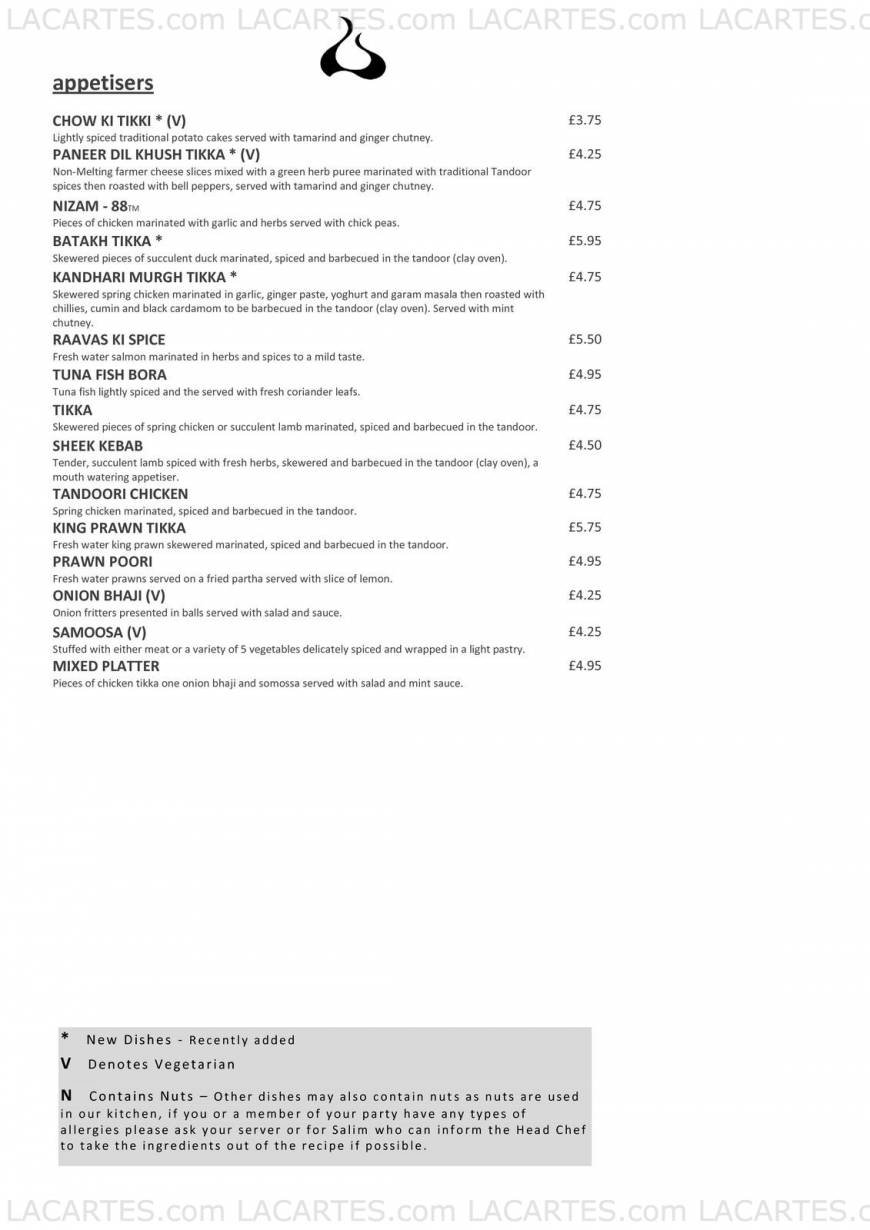  Pricelists of Nizam Indian Restaurant 42 - 44 High Street - Photo 1 of 10