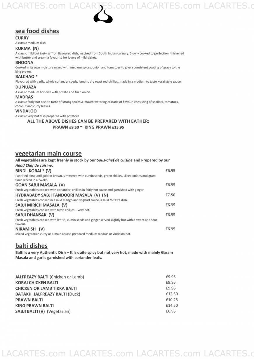  Pricelists of Nizam Indian Restaurant 42 - 44 High Street - Photo 4 of 10