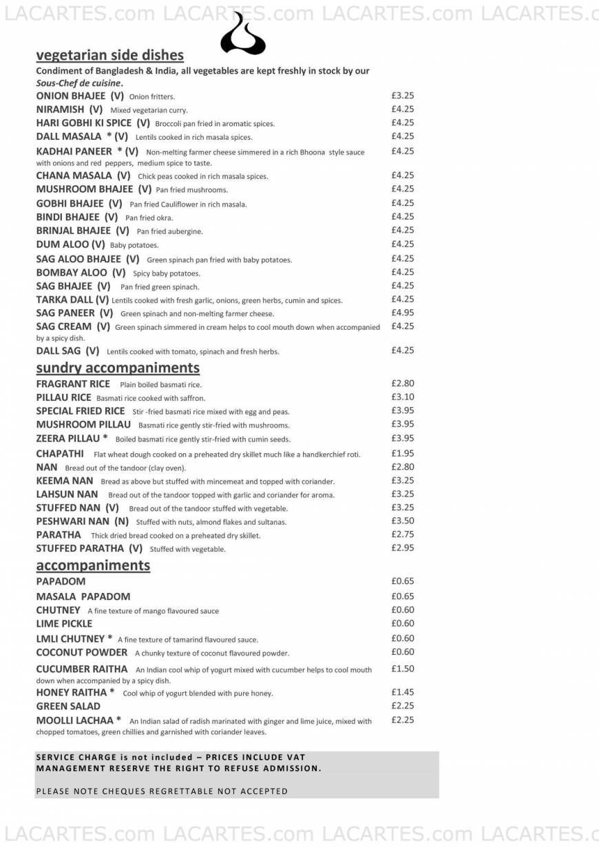  Pricelists of Nizam Indian Restaurant 42 - 44 High Street - Photo 6 of 10