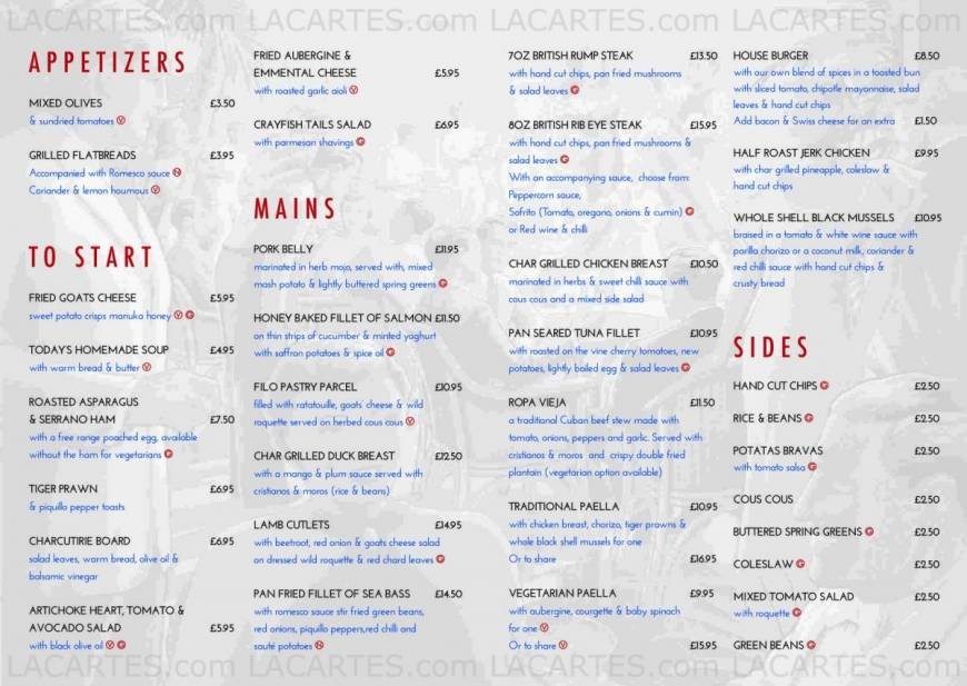  Pricelists of The Cuban Canterbury Restaurant and Bar 43 High Street   - Photo 2 of 6