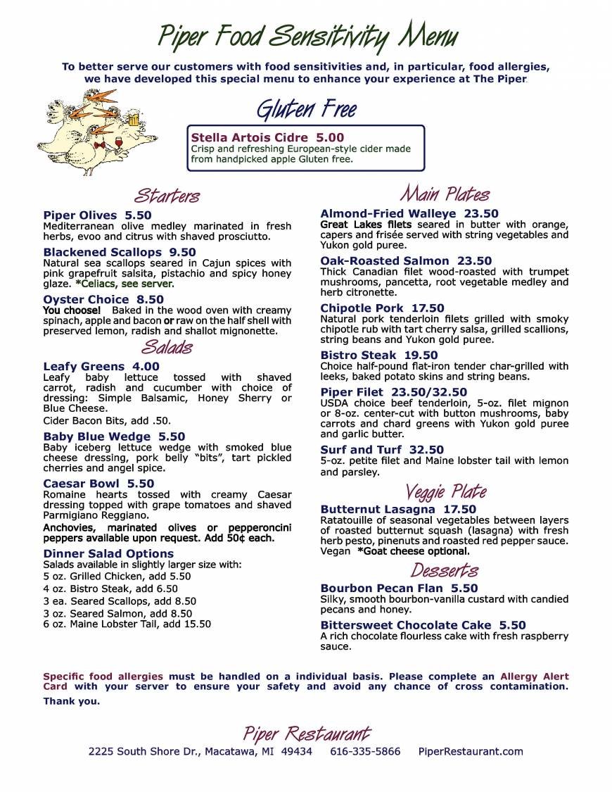  Pricelists of Piper Restaurant and Banquet Venue 2225 South Shore Drive - Photo 2 of 4