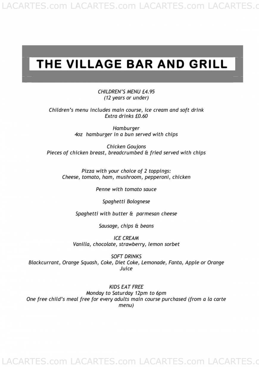  Pricelists of The Village Bar and Grill Billericay 120 High Street - Photo 5 of 8