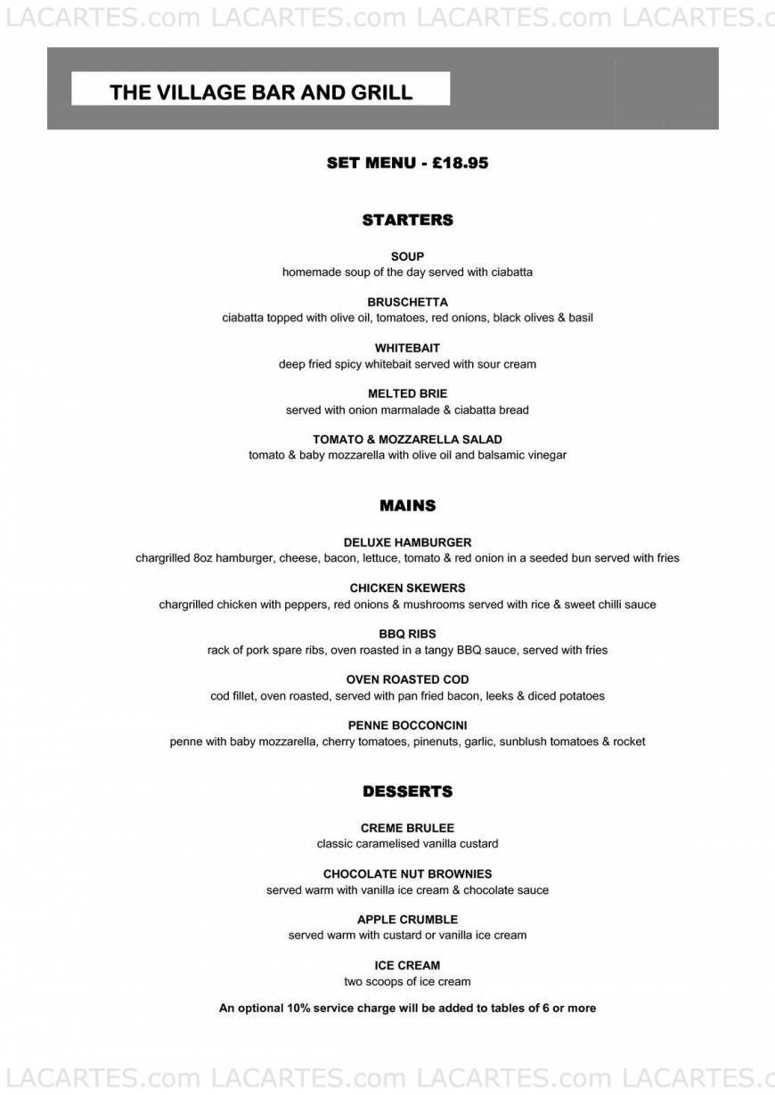  Pricelists of The Village Bar and Grill Billericay 120 High Street - Photo 6 of 8