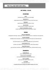 Menus & Prices, The Village Bar and Grill Billericay, Billericay