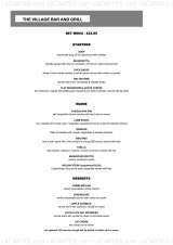 Menus & Prices, The Village Bar and Grill Billericay, Billericay