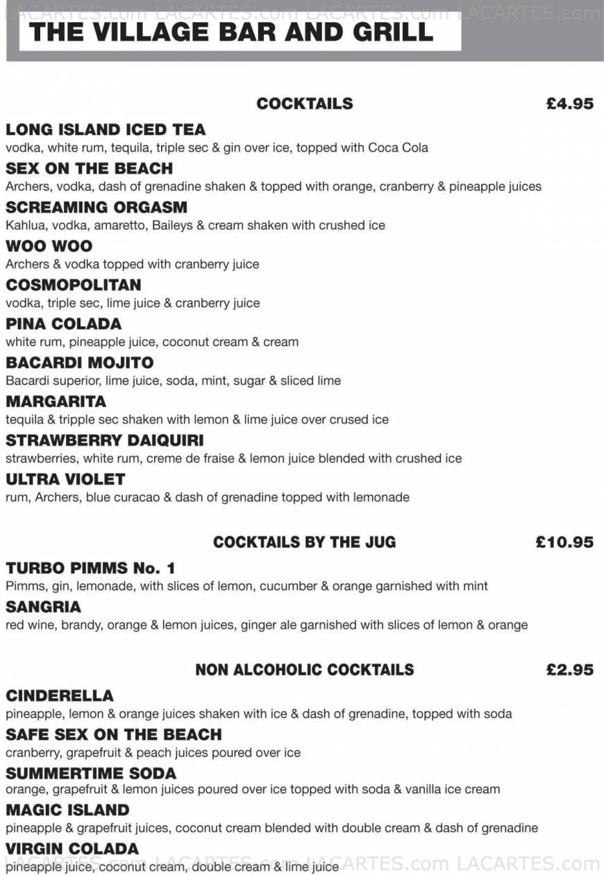  Pricelists of The Village Bar and Grill Hornchurch 72 Station Lane - Photo 3 of 11