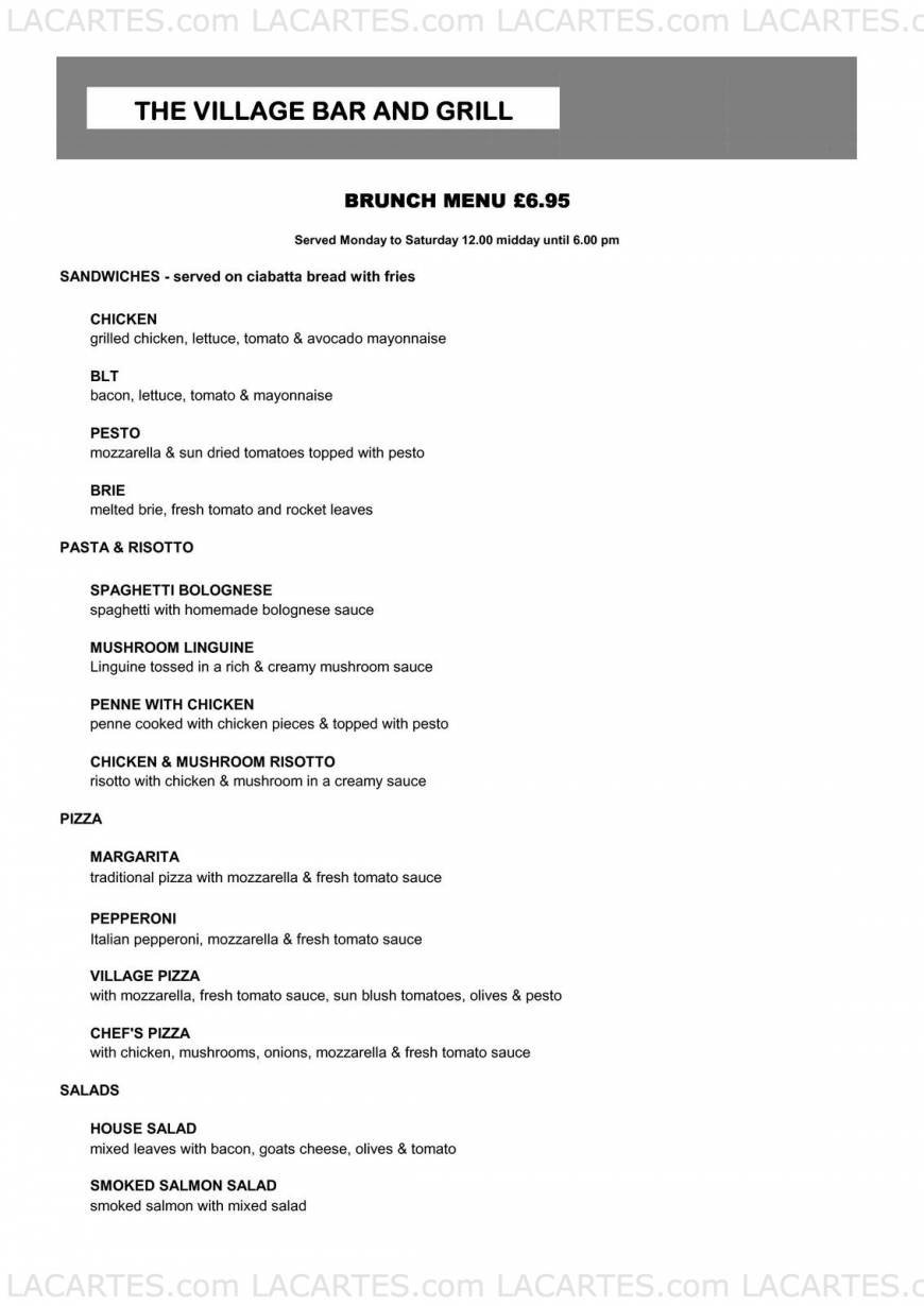  Pricelists of The Village Bar and Grill Hornchurch 72 Station Lane - Photo 6 of 11