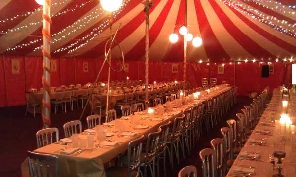 trestle table seating marquee hire of Bigtopmania Swallowcroft, Chapmans well - Photo 32 of 57