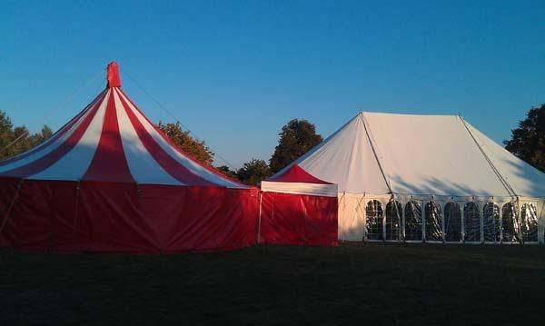 red and white candy striped  tent marquee hire marquee hire of Bigtopmania Swallowcroft, Chapmans well - Photo 38 of 57