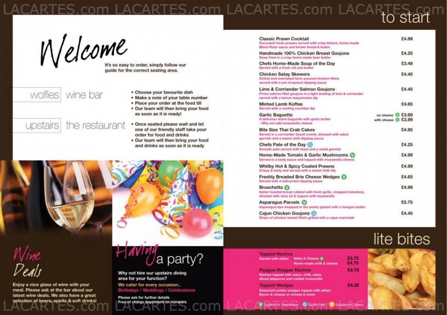  Pricelists of Wolfies Wine Bar and Restaurant 6 South Parade - Photo 2 of 7