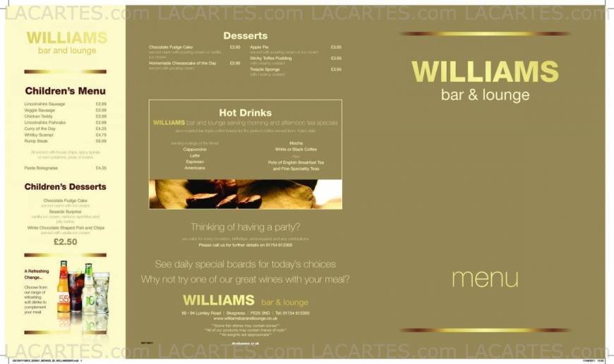  Pricelists of Williams Bar & Lounge 90 Lumley Road   - Photo 1 of 6