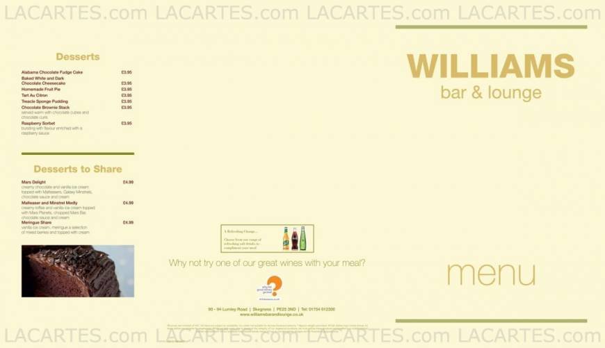  Pricelists of Williams Bar & Lounge 90 Lumley Road   - Photo 3 of 6