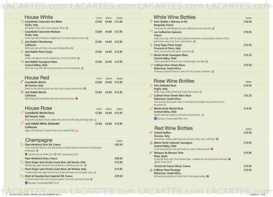  Pricelists of Williams Bar & Lounge 90 Lumley Road   - Photo 6 of 6