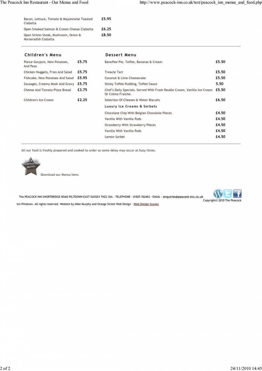  Pricelists of The Peacock Inn Piltdown East Sussex SHORTBRIDGE ROAD   - Photo 2 of 4