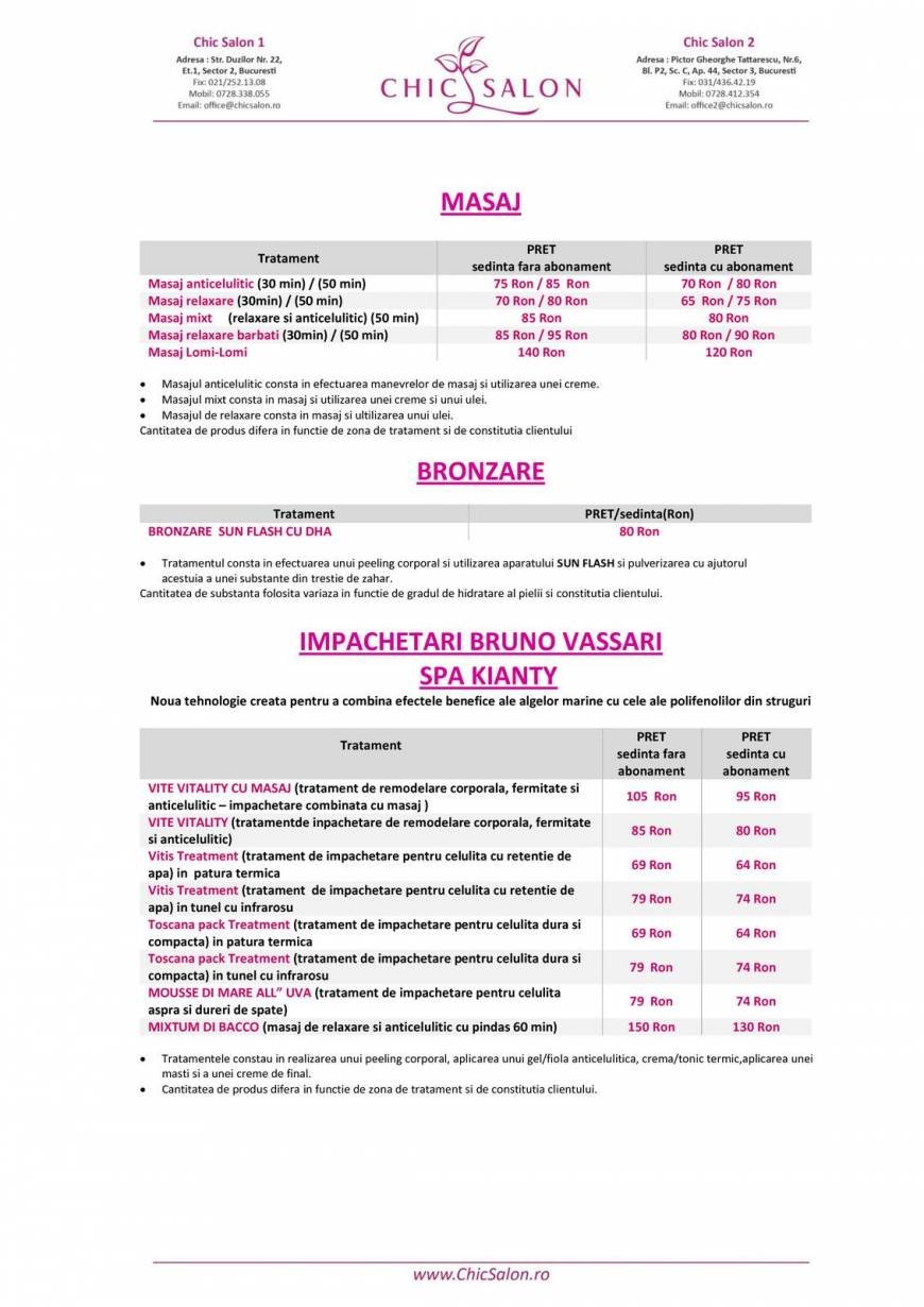  Pricelists of Chic Salon Duzilor, nr 22, sector 2 - Photo 4 of 13