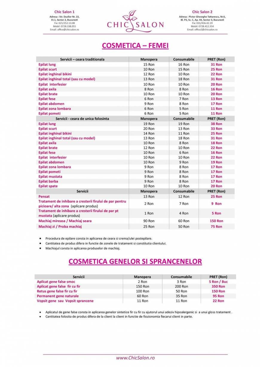  Pricelists of Chic Salon Duzilor, nr 22, sector 2 - Photo 6 of 13