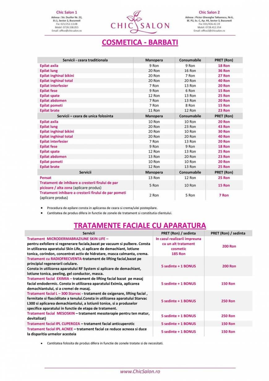  Pricelists of Chic Salon Duzilor, nr 22, sector 2 - Photo 7 of 13