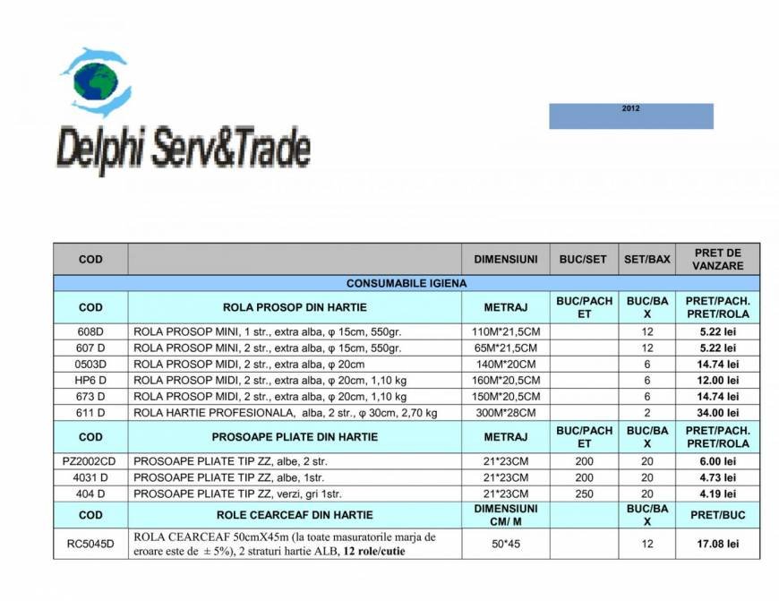  Pricelists of Delphi Serv&Trade SRL Theodor Pallady 11 - Photo 11 of 19