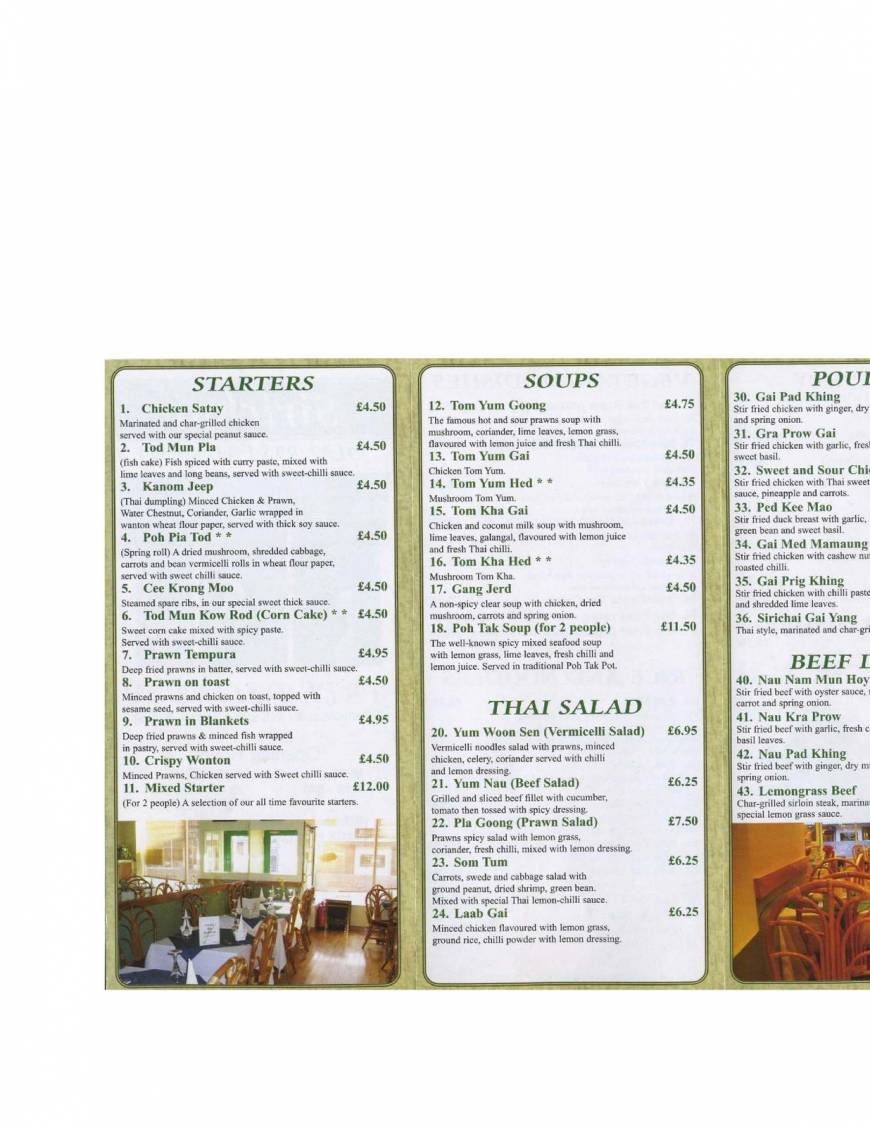  Pricelists of Sirichai Thai Restaurant in Hitchin 36 Bancroft - Photo 2 of 2