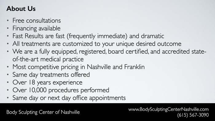 Body Sculpting Center of Nashville - About Us<br />
 Body Sculpting Center of Nashville of Body Sculpting Center of Nashville 1909 Mallory Lane, Suite 302A - Photo 1 of 6