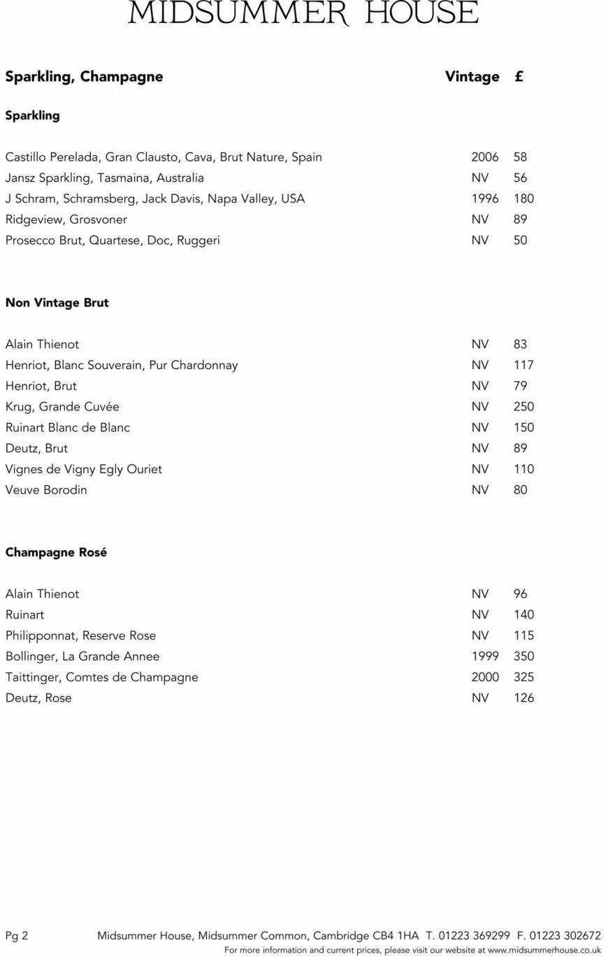  Pricelists of Midsummer House Restaurant Midsummer Common   - Photo 32 of 45