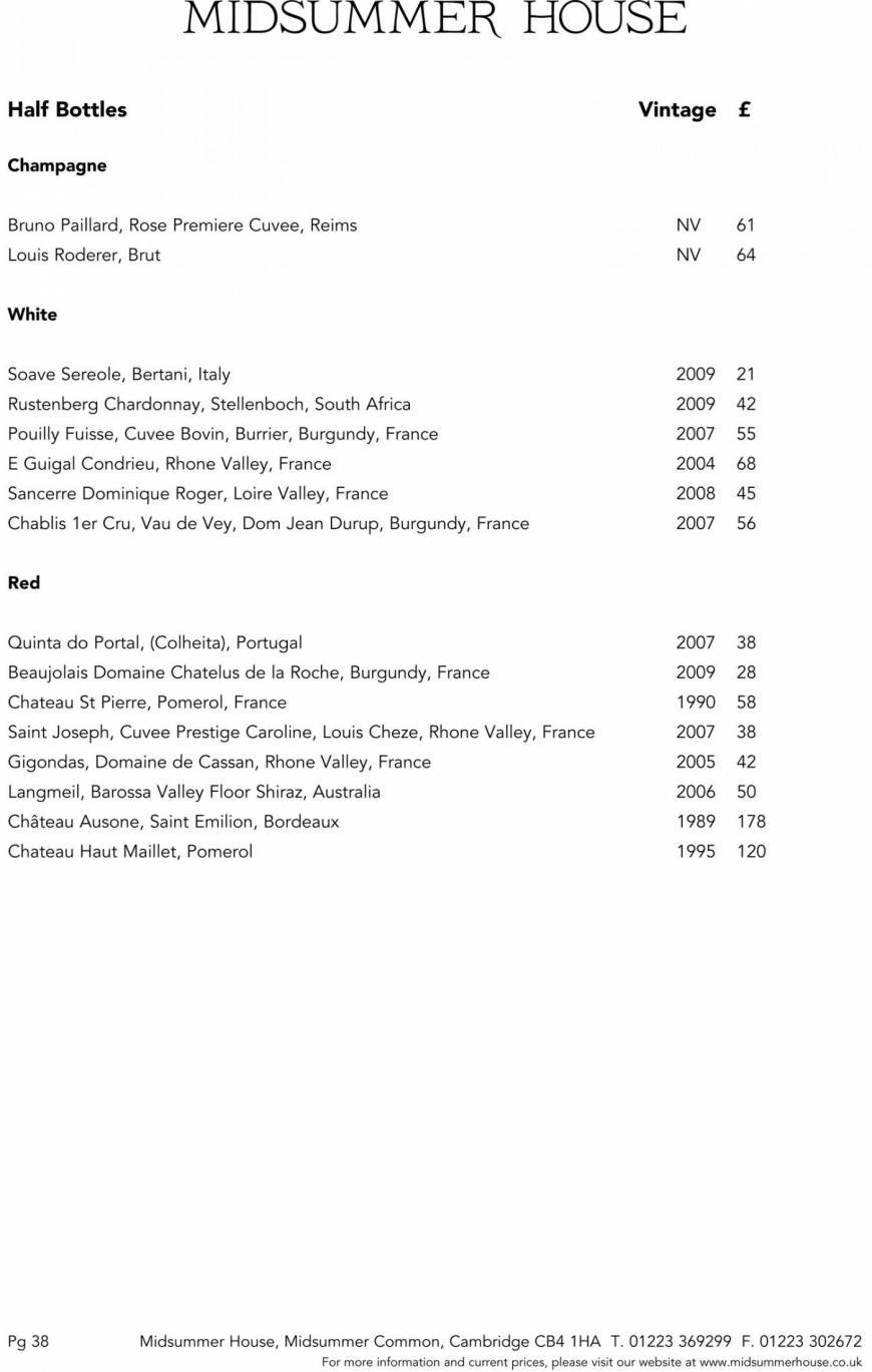  Pricelists of Midsummer House Restaurant Midsummer Common   - Photo 19 of 45