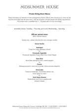 Menus & Prices, Midsummer House Restaurant, Cambridge