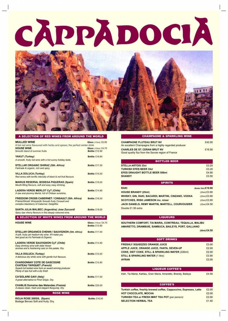  Pricelists of Cappadocia Restaurant 2 Station Buildings, Fife Road - Photo 2 of 2