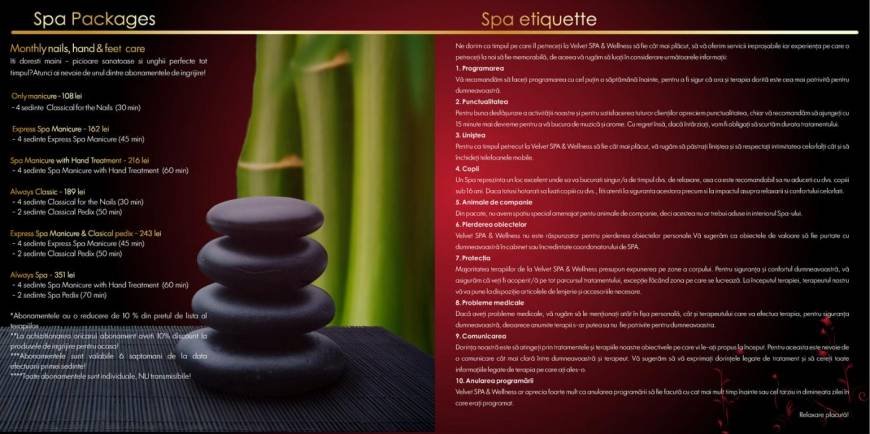 Pricelists of Velvet SPA & Wellness Strada Corvinilor nr 5 - Photo 10 of 10