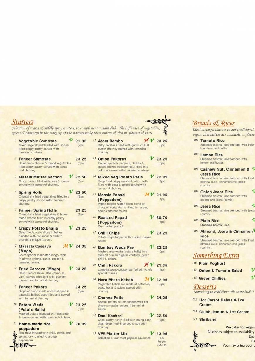  Pricelists of Vegetarian Food Studio 109 Penarth Road  - Photo 2 of 4