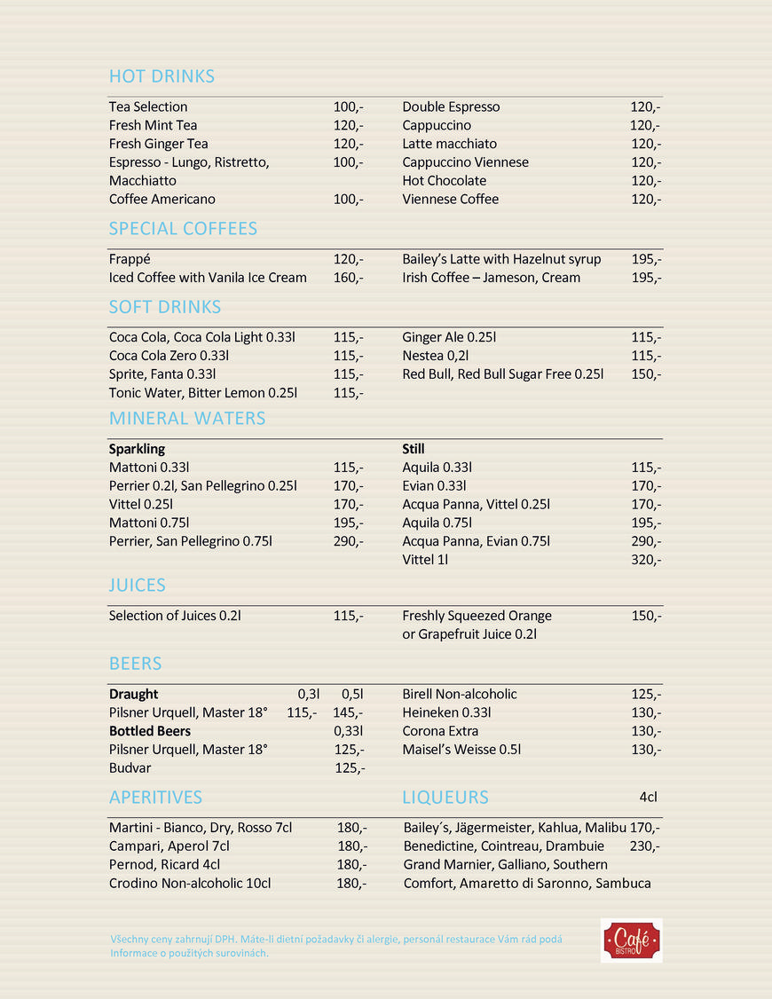  Pricelists of CafÃ© & Bistro Pobrezni 1 - Photo 4 of 13