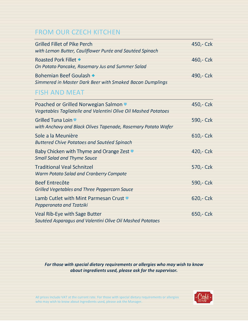  Pricelists of CafÃ© & Bistro Pobrezni 1 - Photo 8 of 13