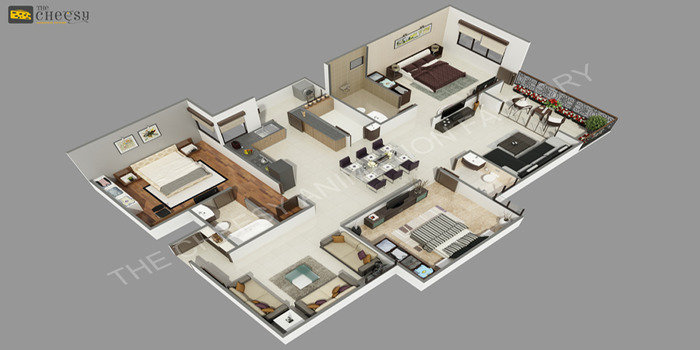 3D Floor Plan  3D Floor Plan of 3D Floor Plan 602- 6th Floor, President House, Near Ambawadi Circle - Photo 1 of 15