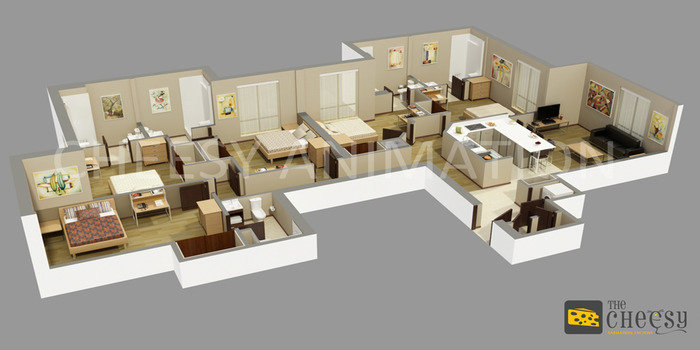 3D Floor Plan  3D Floor Plan of 3D Floor Plan 602- 6th Floor, President House, Near Ambawadi Circle - Photo 2 of 15