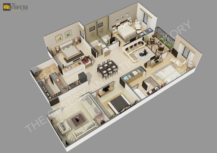 3D Floor Plan  3D Floor Plan of 3D Floor Plan 602- 6th Floor, President House, Near Ambawadi Circle - Photo 9 of 15