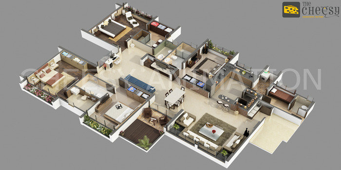 3D Floor Plan  3D Floor Plan of 3D Floor Plan 602- 6th Floor, President House, Near Ambawadi Circle - Photo 10 of 15