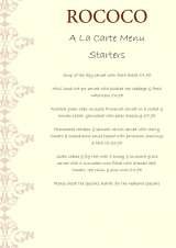 Menus & Prices, Rococo, Leigh-on-Sea