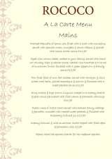 Menus & Prices, Rococo, Leigh-on-Sea