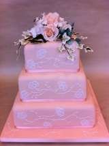 Peach cake with sugar flowers and brush embroidery from Â£395 Sharon Lord Cakes Fiddlers Field Croydon Road 